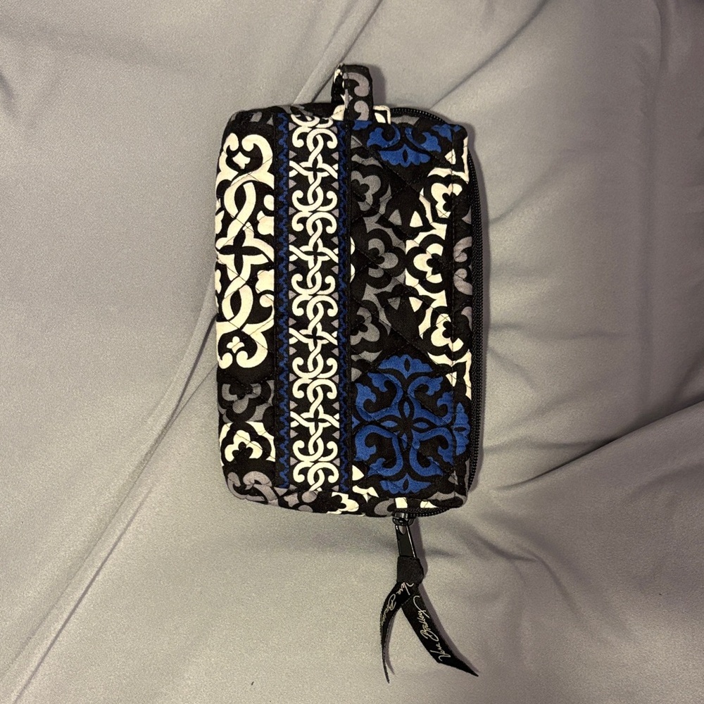 Vera Bradley Black and Blue Floral Cosmetic Bag